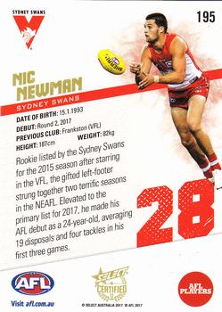 2017 Select Certified #195 Nic Newman Back